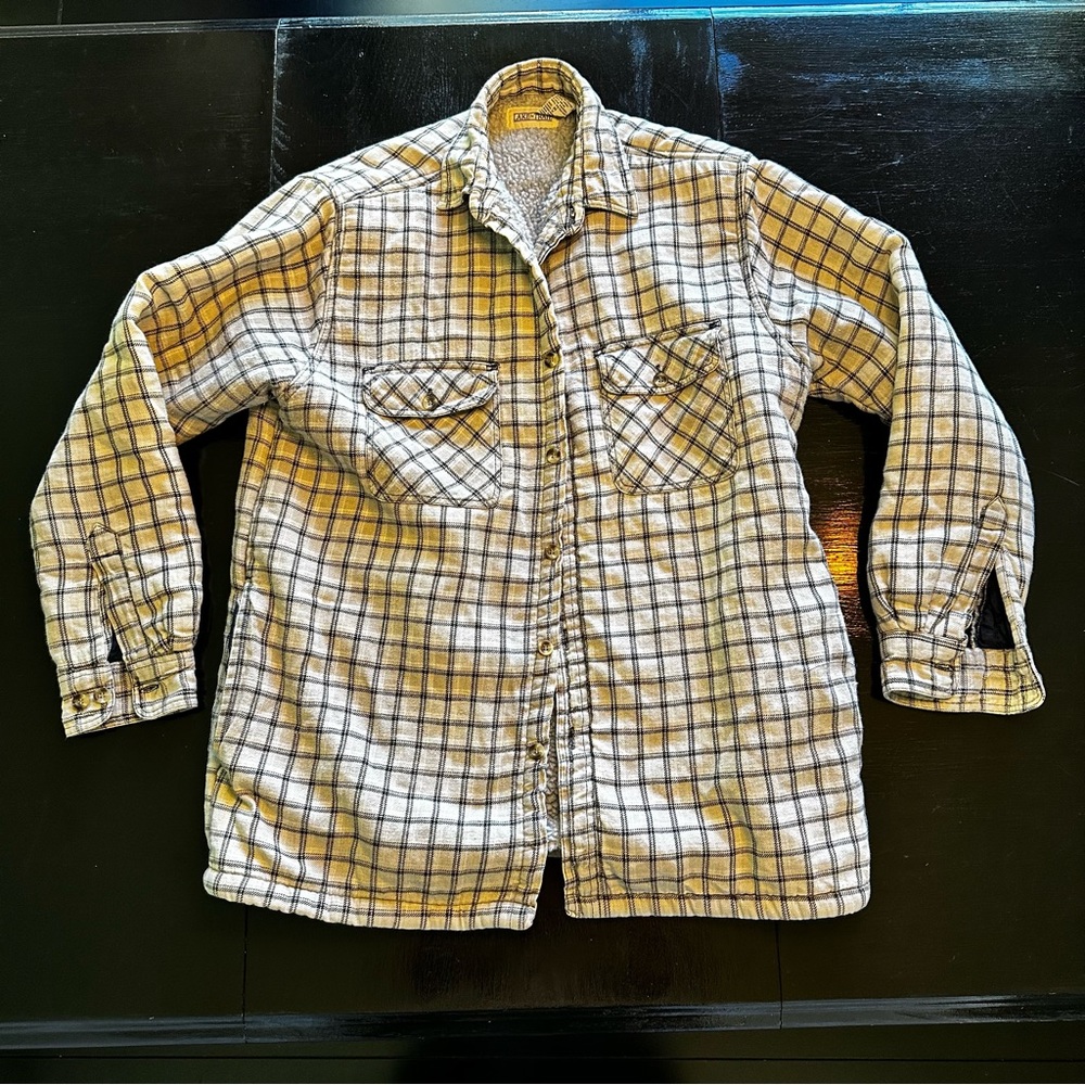 Vintage LakeNTrail Medium Oversized White and Black Flannel Jacket Fall